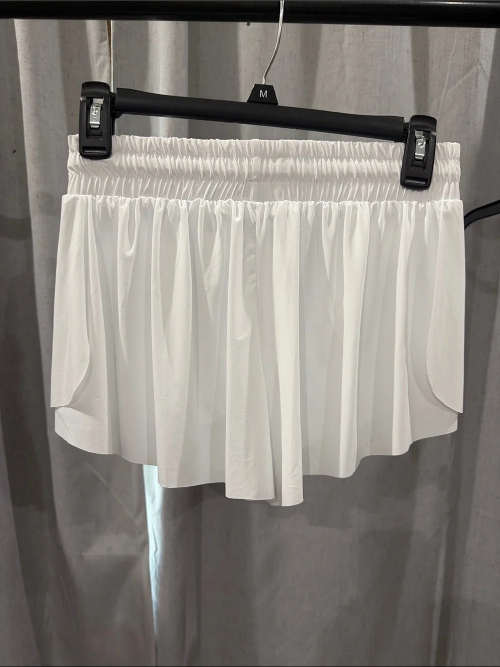 Girls' White Pleated Skort with Elastic Drawstring Waist